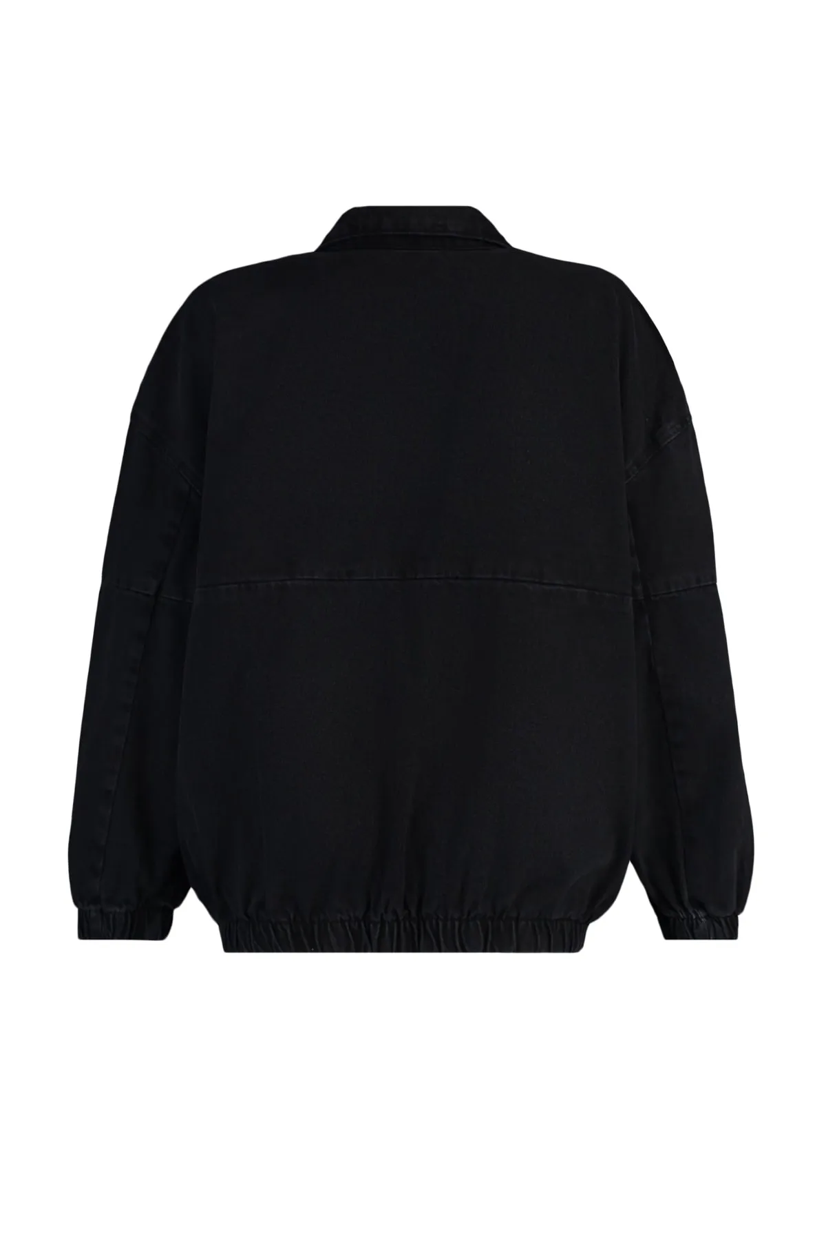 Trendyol Collection  Schwarze Oversize-Bomber-Jeansjacke mit Reißverschluss TWOAW23CE00213