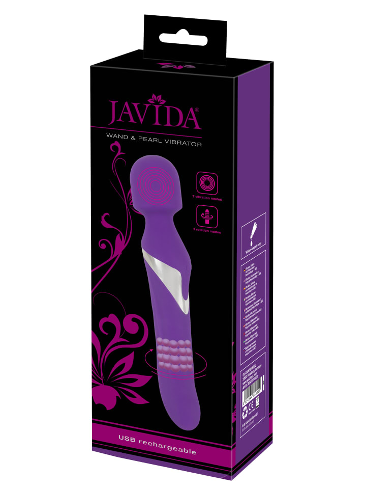Javida Massagestab Wand & Pearl Vibrator in lila günstig kaufen 24 cm