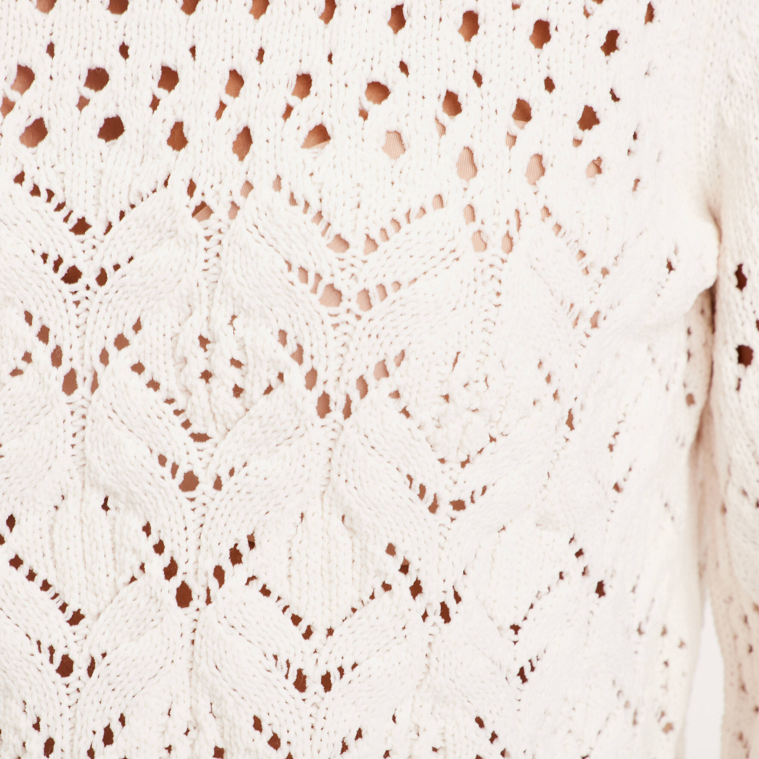 Pull ajouré avec bord festonné ivoire femme | Cache Cache
