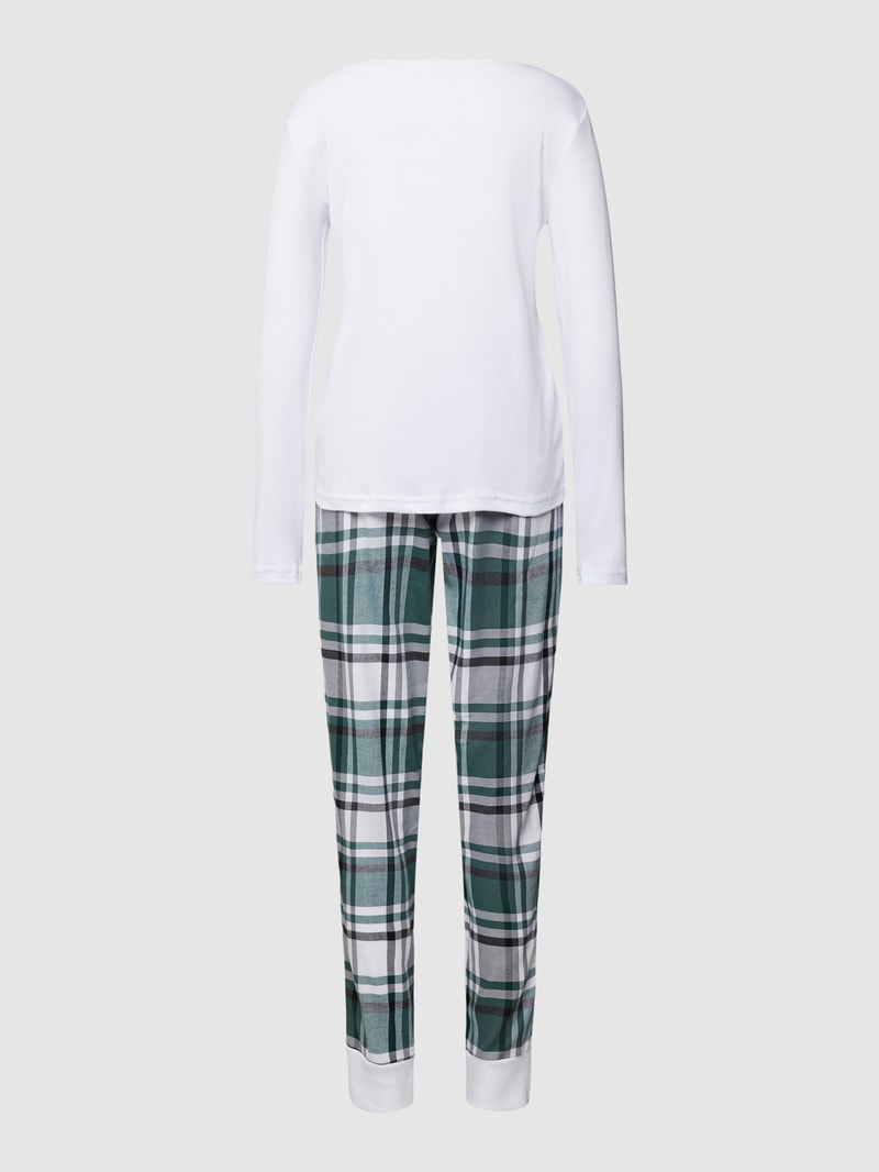 Pyjama mit Statement-Print Modell 'Kuschelige Zeiten' in weiß