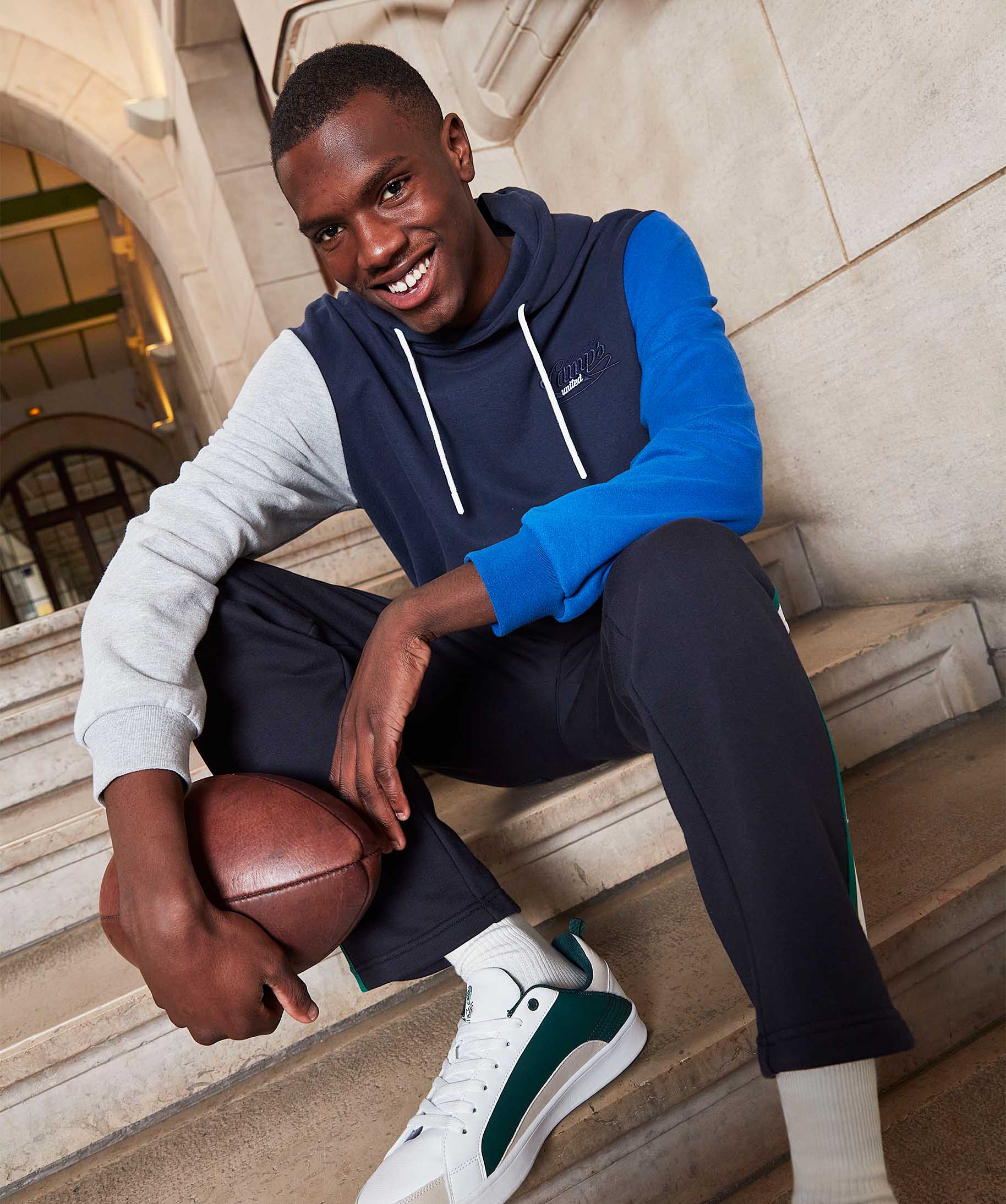 Pantalon de jogging homme coupe droite à rayures colorées ... bleu fonce | GEMO