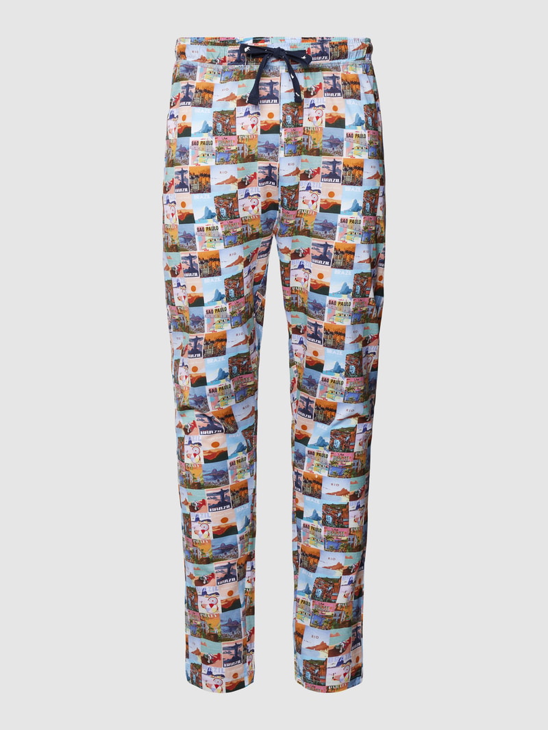 Pyjama-Hose mit Allover-Muster in beige