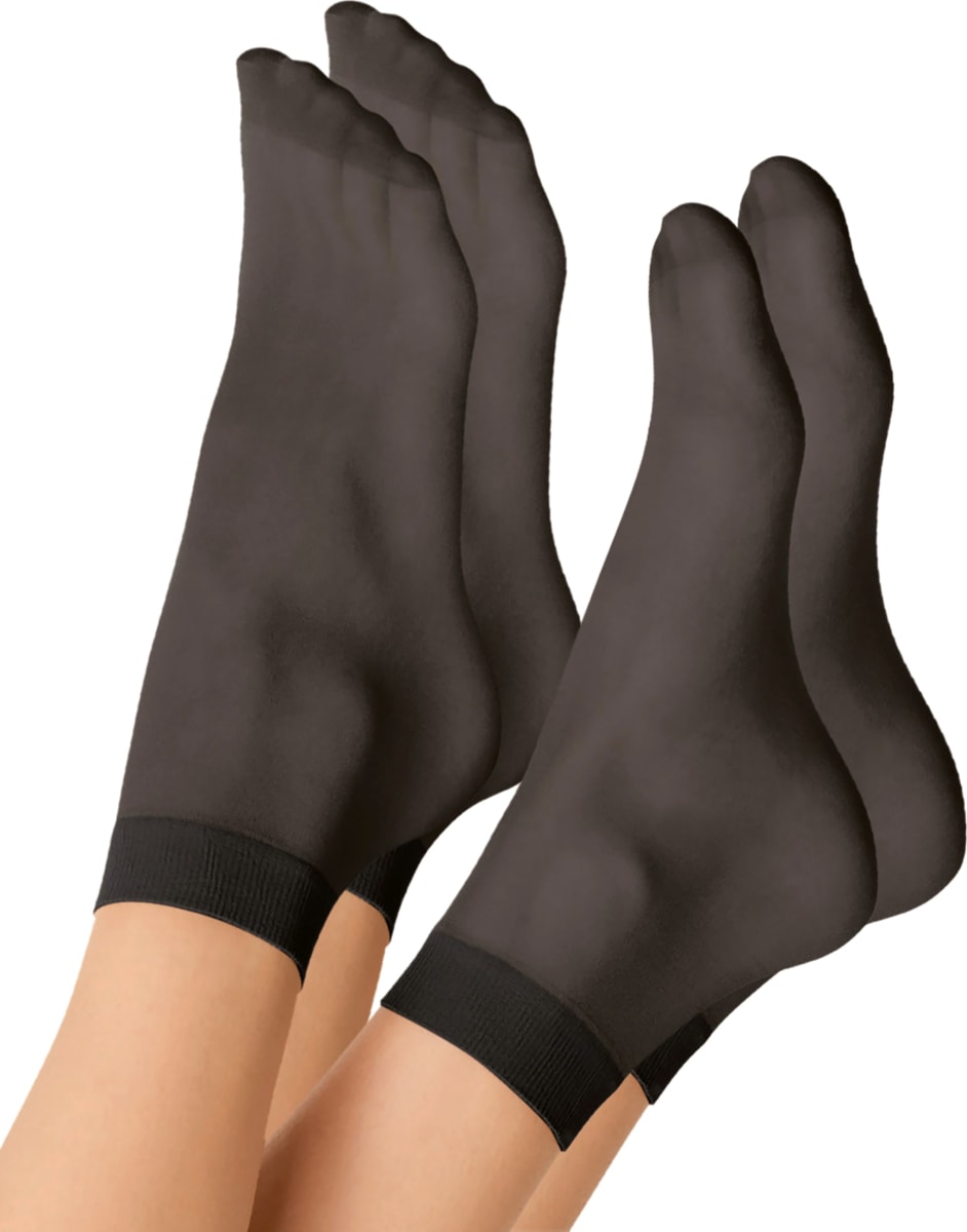 Söckchen transparent schwarz onesize 20 DEN, 2 St
