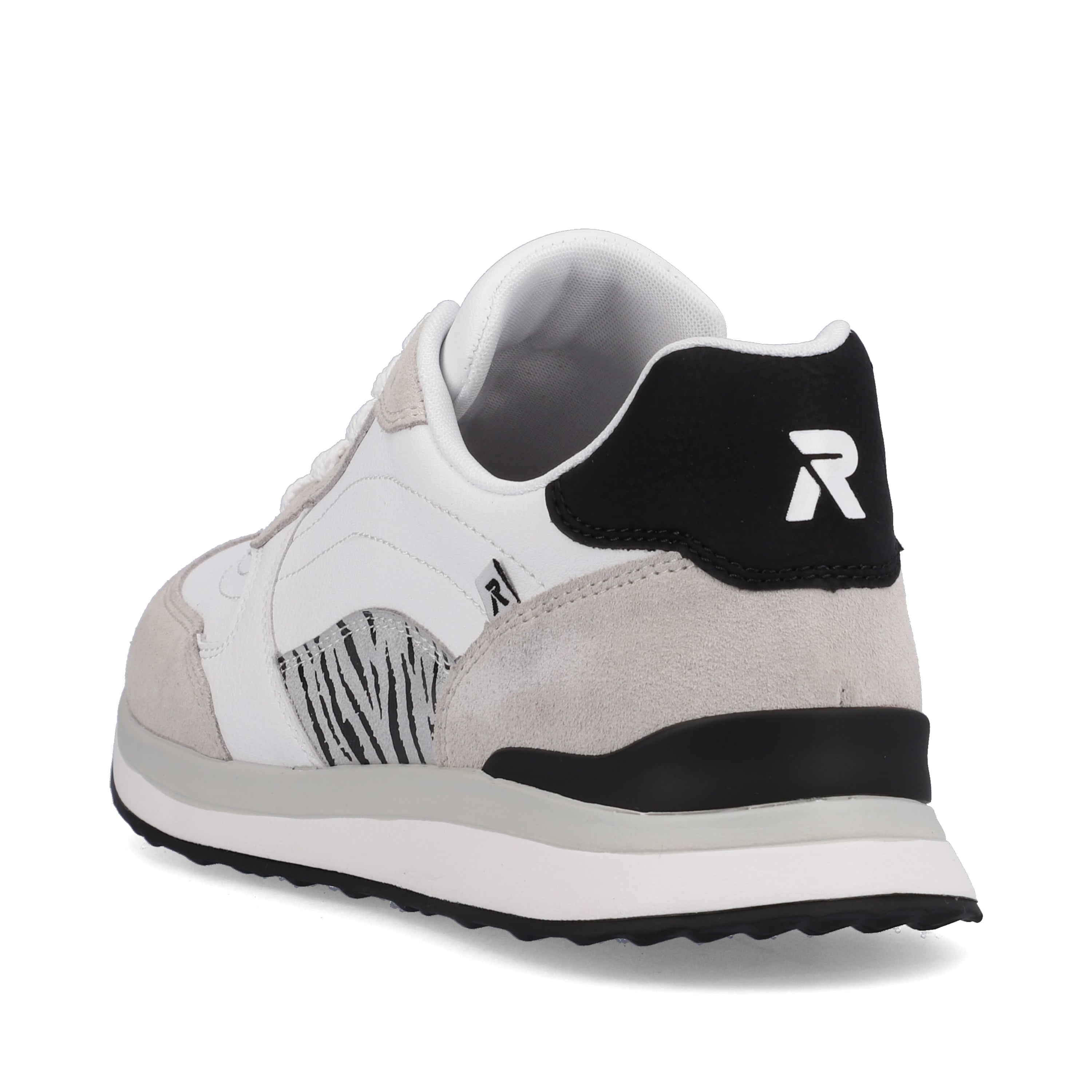 Rieker Damen Sneaker Low swan-white arctic-grey zebra