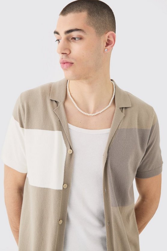 Kurzärmliges Colorblock Hemd