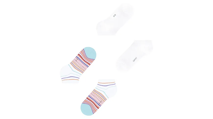 ESPRIT Damen Sneaker Socken Multi Stripe 2er Pack weiß, orange