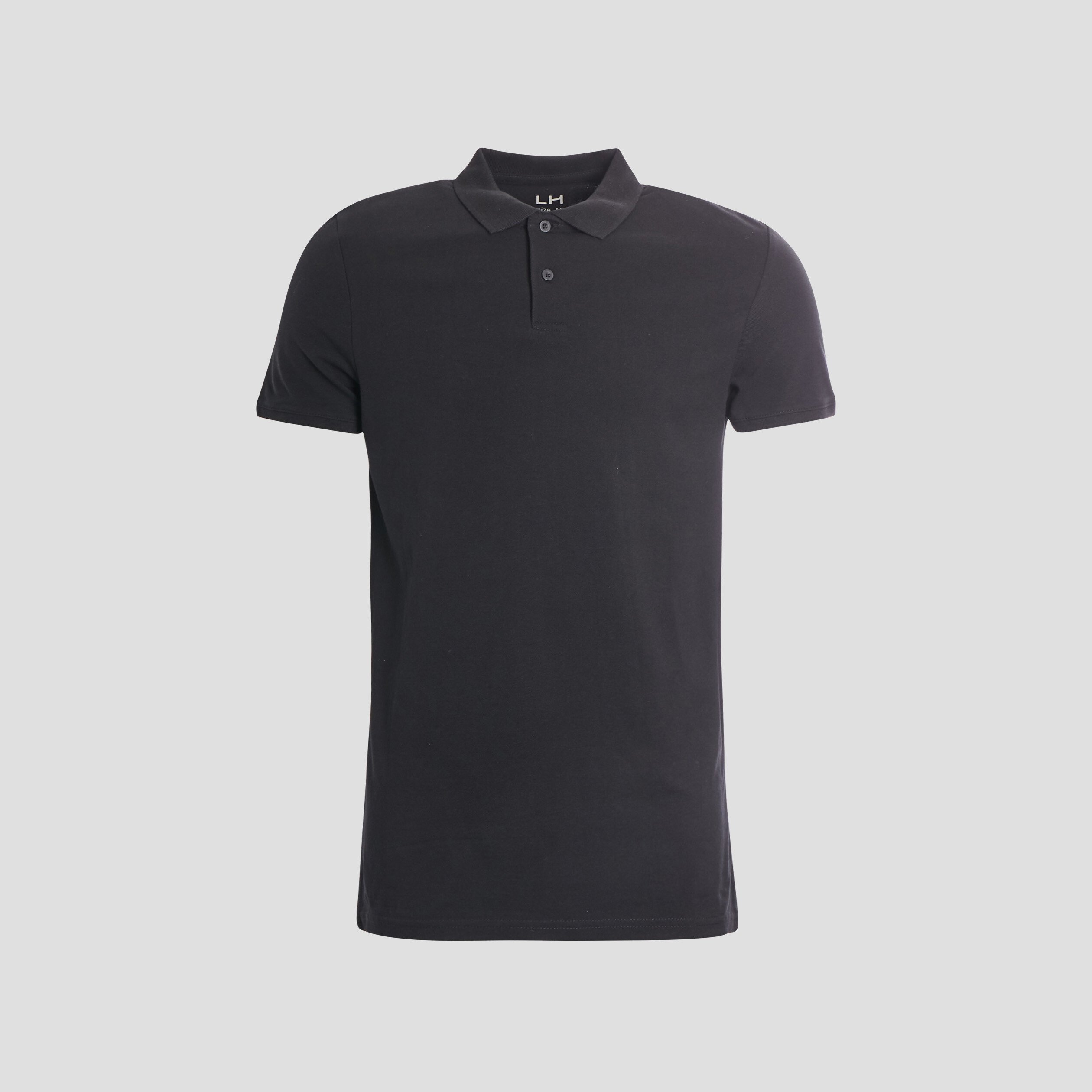 Polo en coton manches courtes noir homme | La Halle