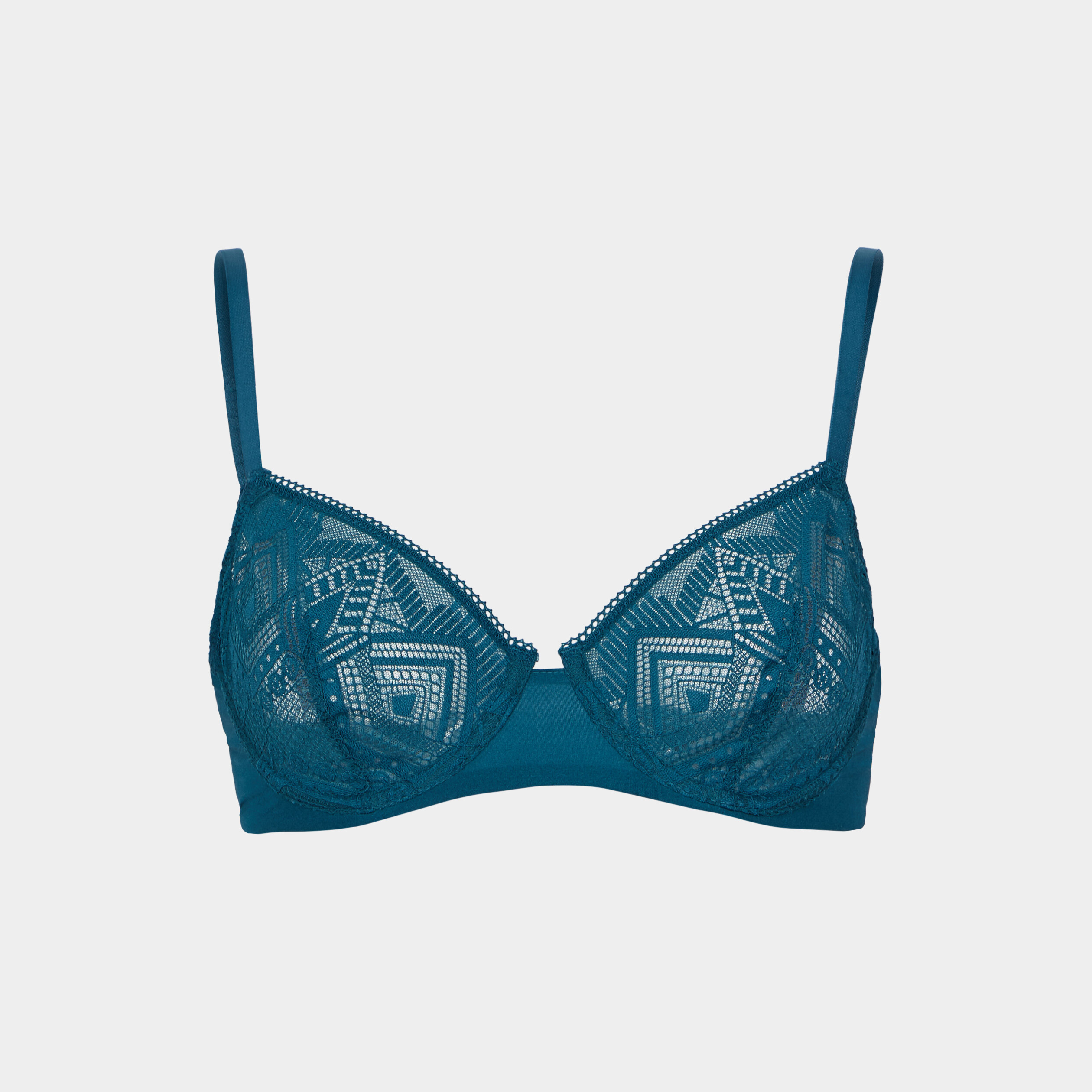 Soutien-gorge emboîtant en dentelle bleu canard femme | La Halle
