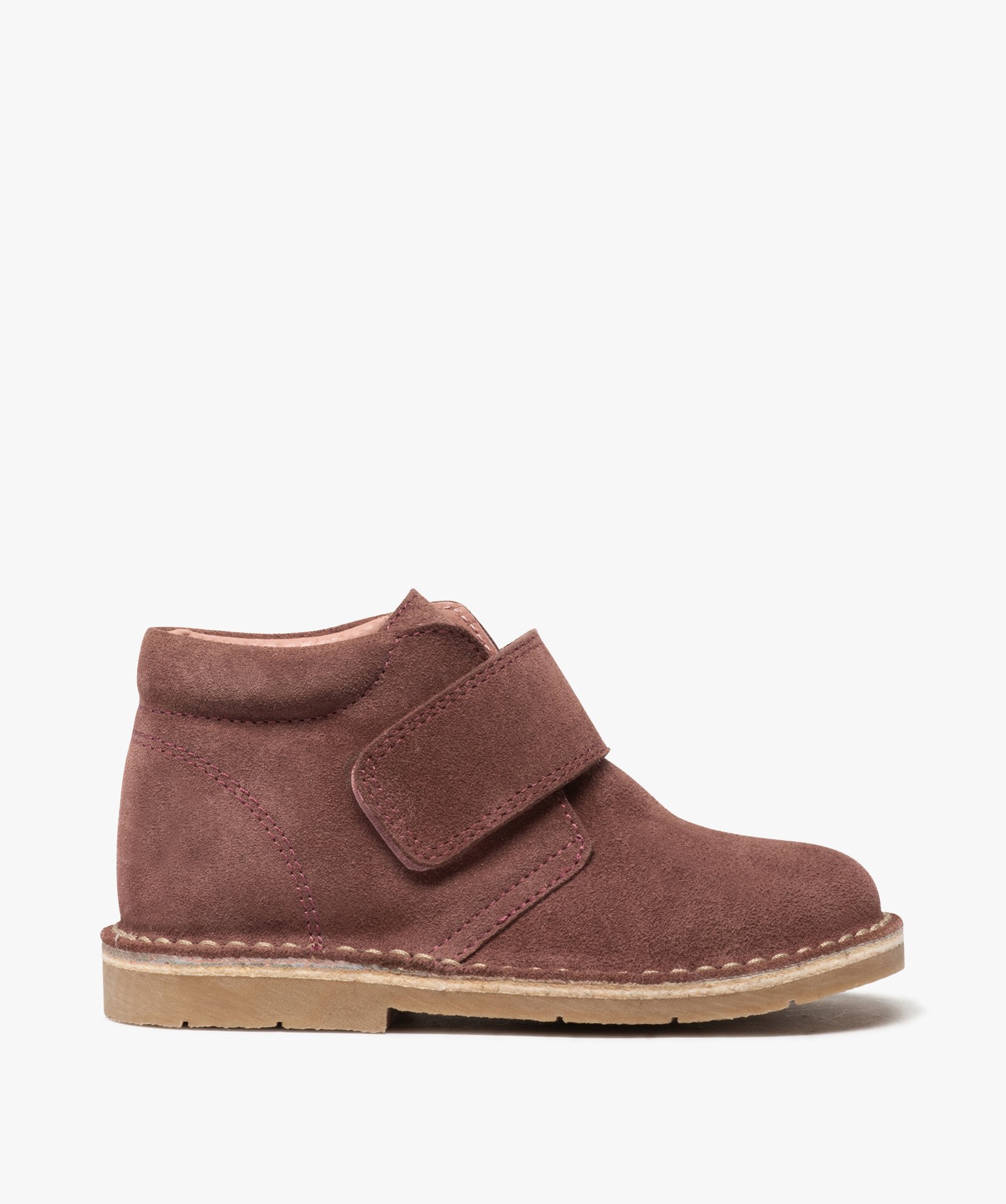 Boots enfant unis en cuir à fermeture scratch | GEMO