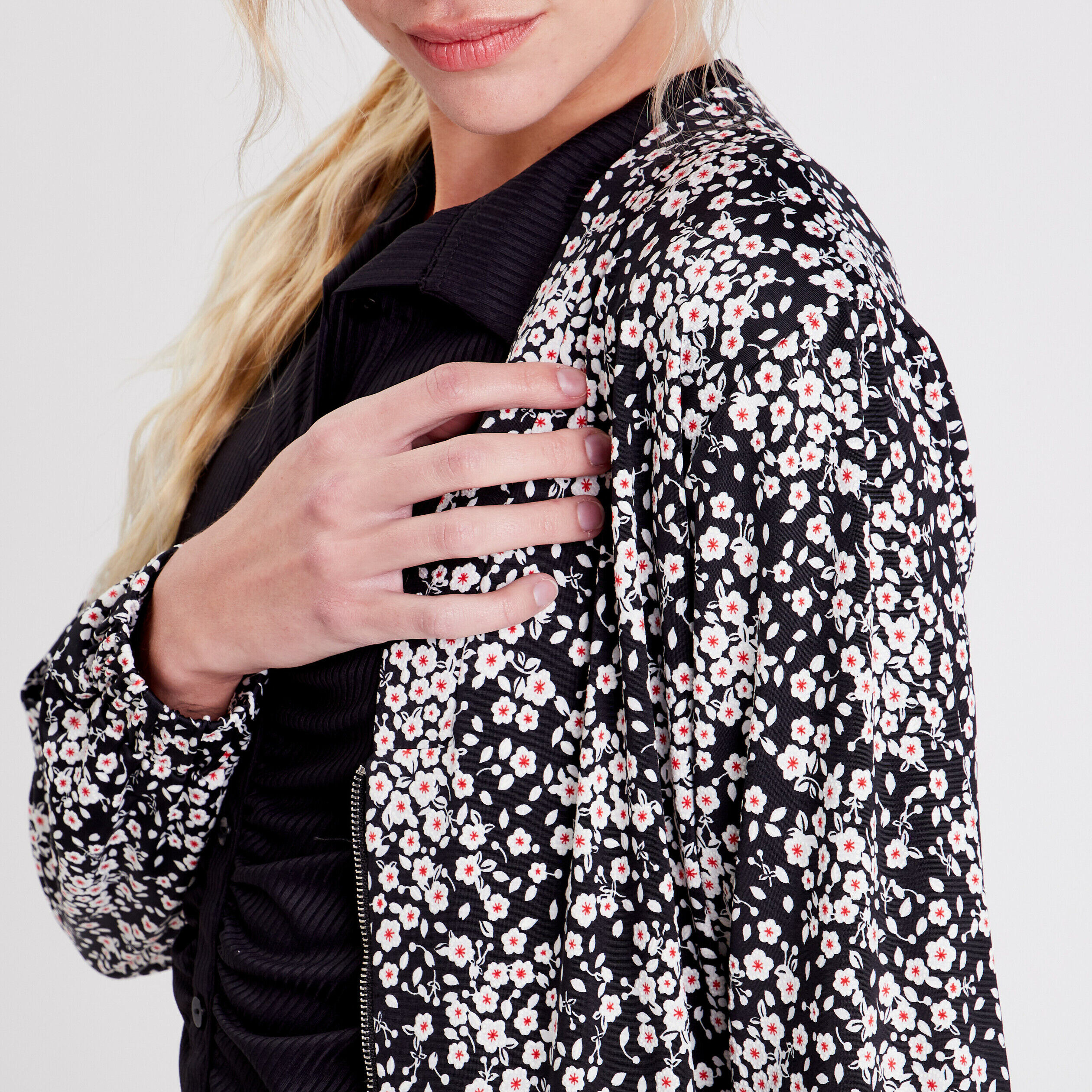 Veste teddy droite zippée noir femme | Cache Cache