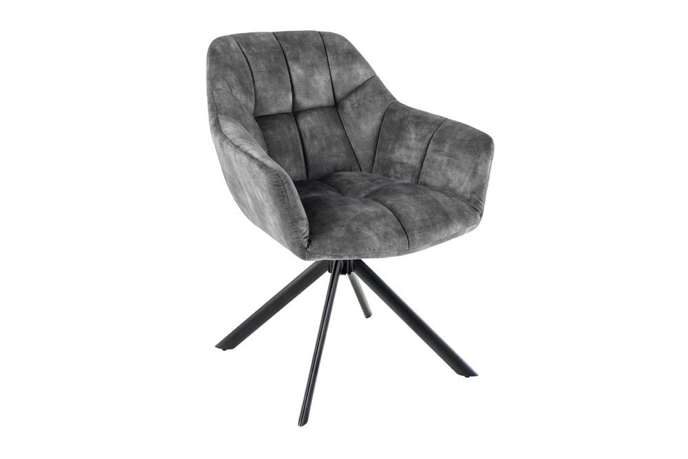 riess-ambiente Polsterstuhl PAPILLON grau / schwarz (Einzelartikel, 1 St), Esszimmer · Samt · Metall · Armlehne · 180° drehbar · Modern Design