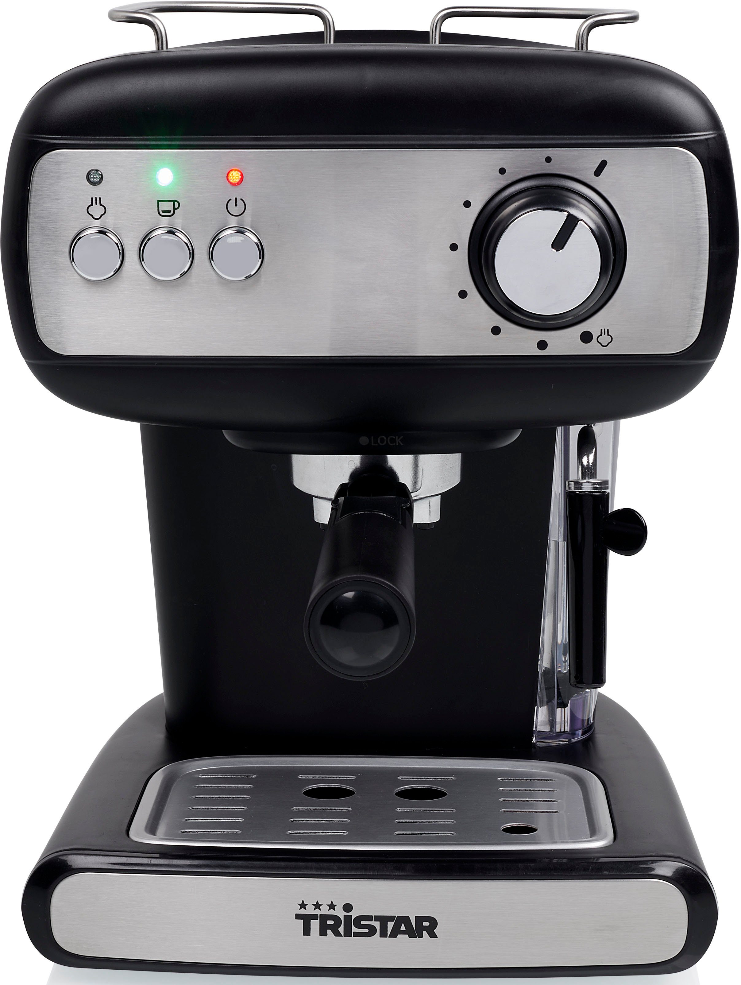 Tristar Espressomaschine CM-2276-DE, mit Tassenwärmer und Milchschaum-Düse, 20-bar