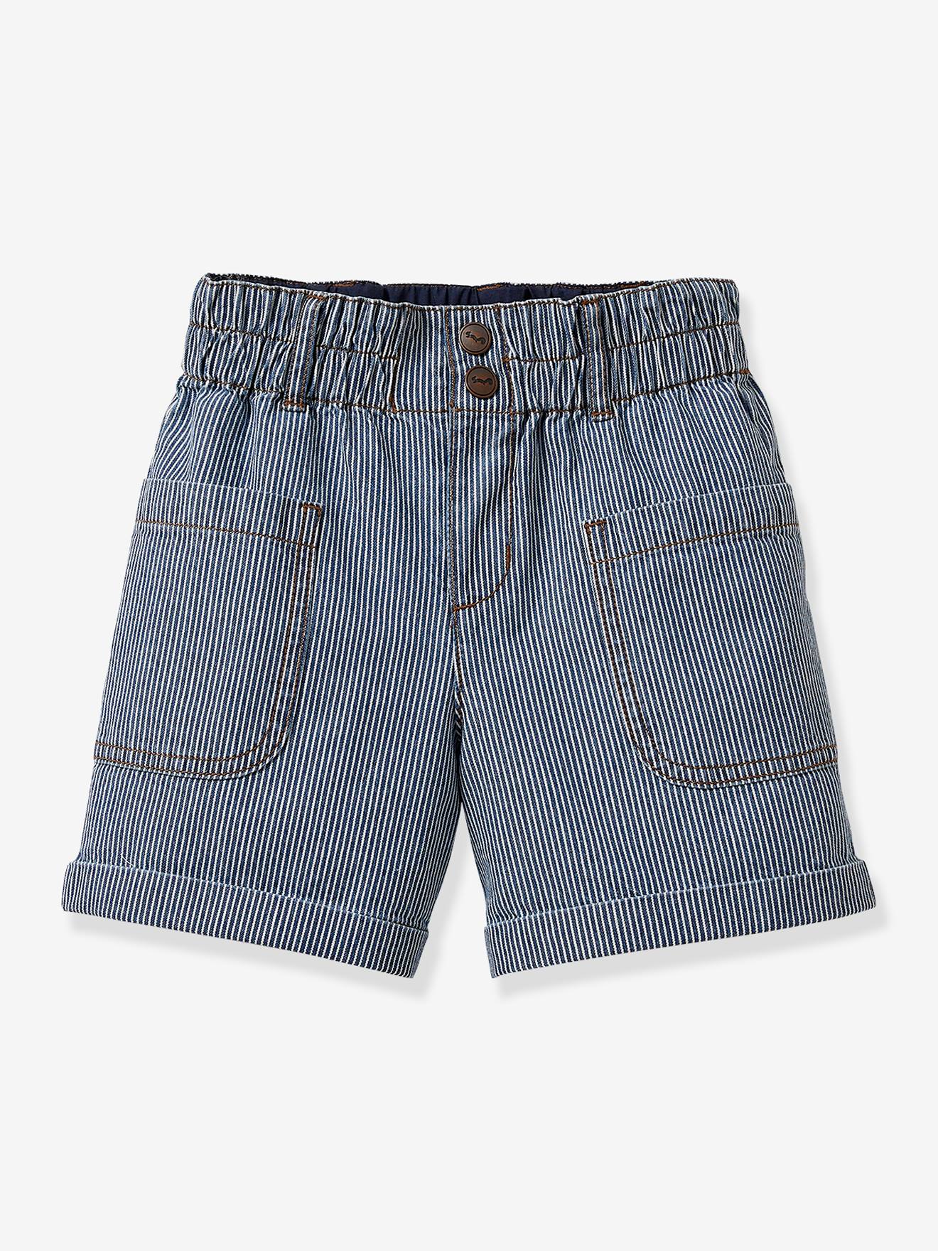 Short Fille en jean CYRILLUS rayé bleu