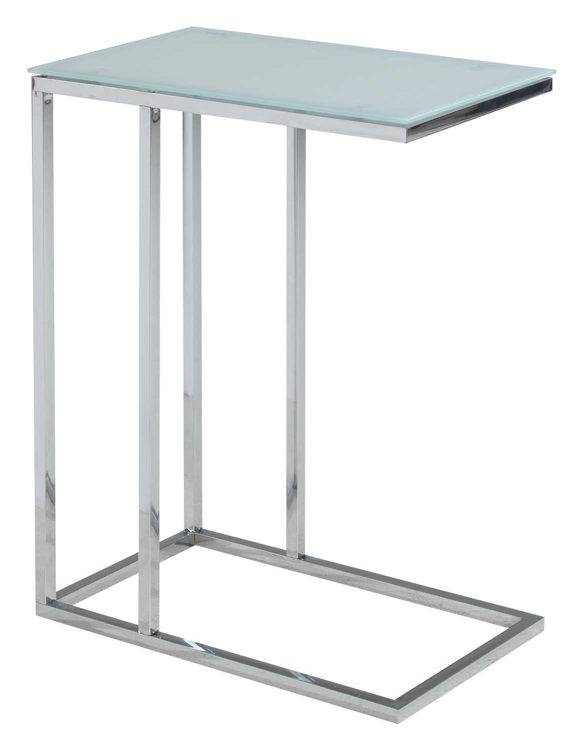Beistelltisch, Weiß, Silbergrau, Hartglas, Metall, 46 x 26 cm