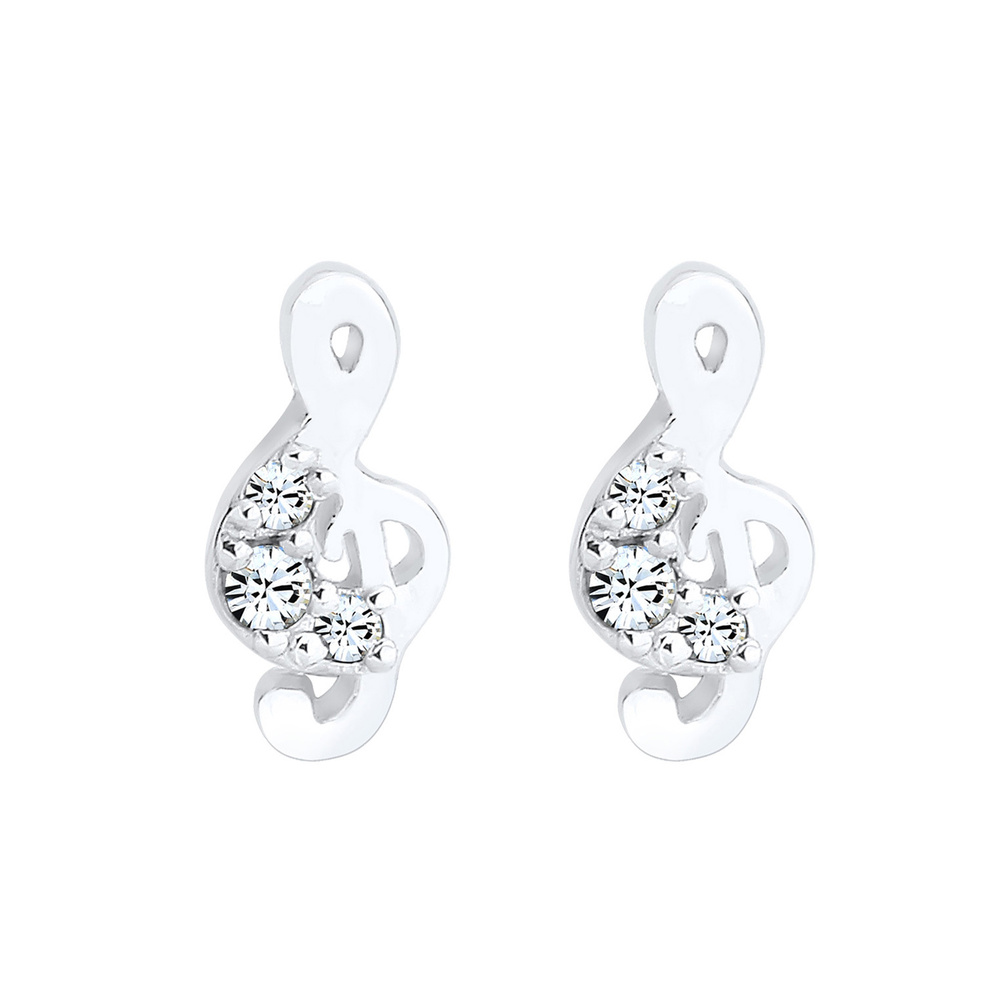 Elli Elli Boucles d'Oreilles Femme Clef Motif Classic avec Cristaux en Argent Sterling Boucles d'oreilles