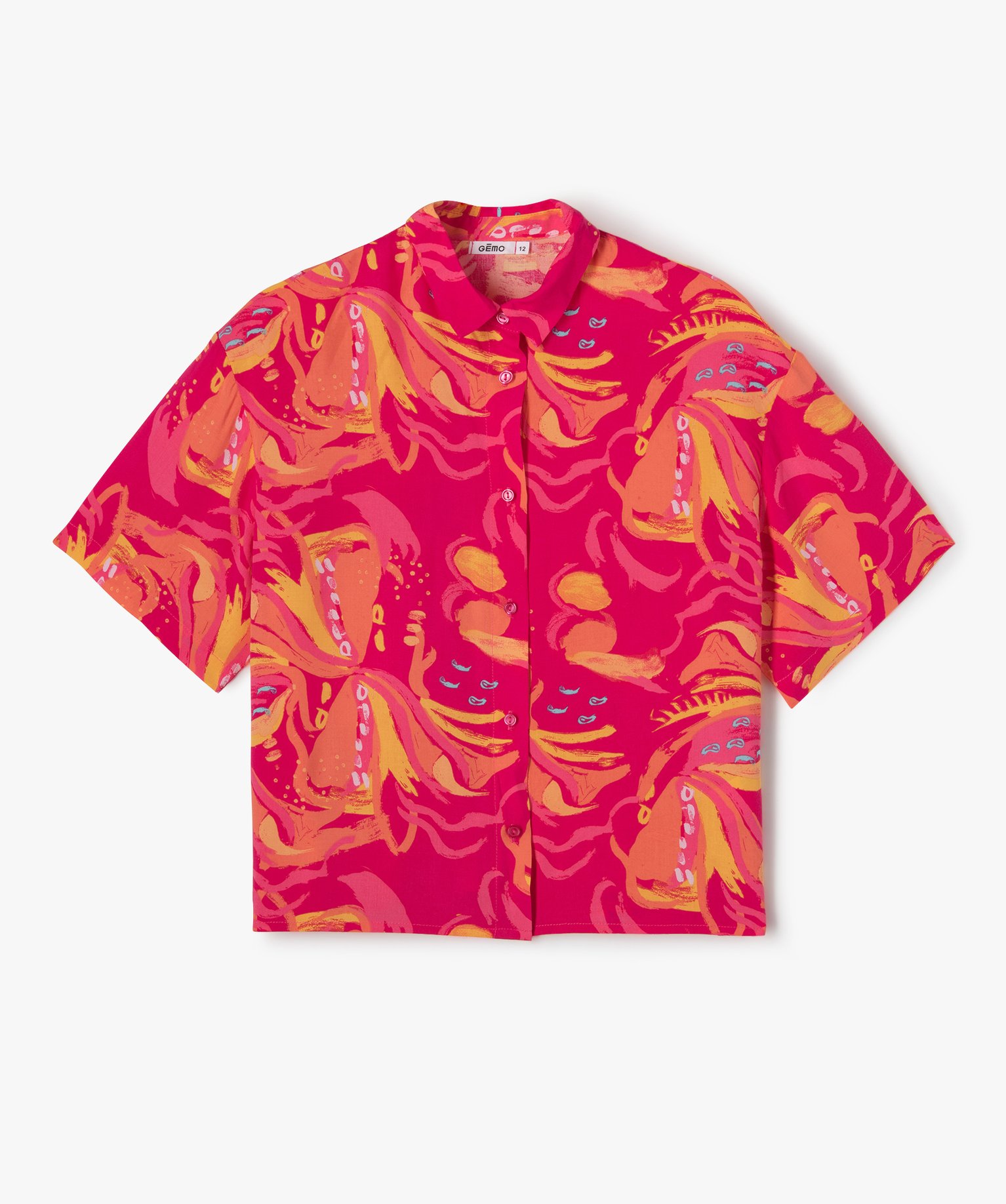 Chemise fille fluide et large à manches courtes imprime | GEMO