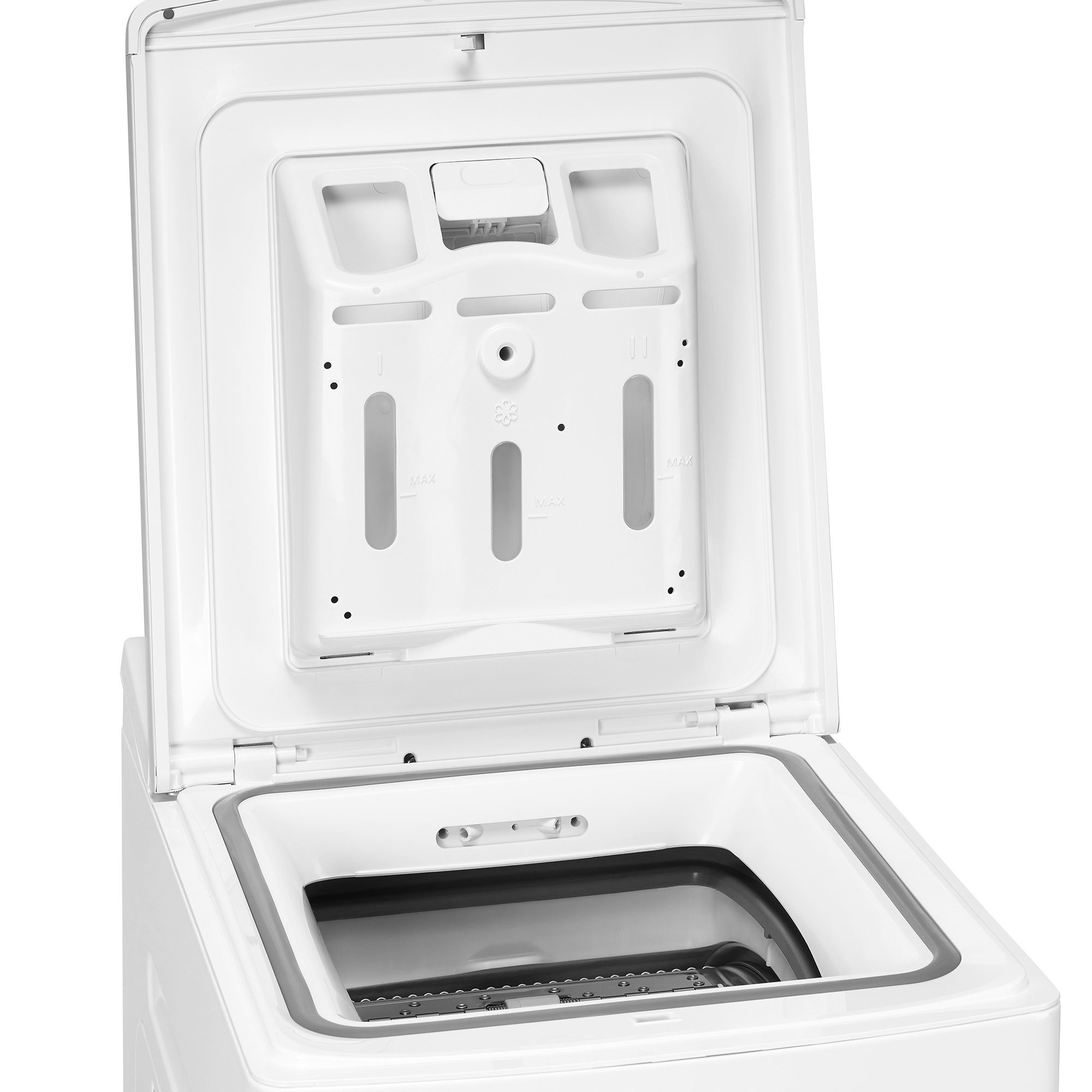 Midea Waschmaschine Toplader MF100T60B-12A, 6 kg, 1200 U/min, Aqua Stop, Steam Care, Care Drum, XL Door, Soft Opener