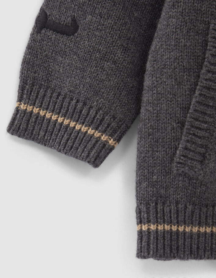 Cardigan gris tricot avec broderies manches bébé garçon