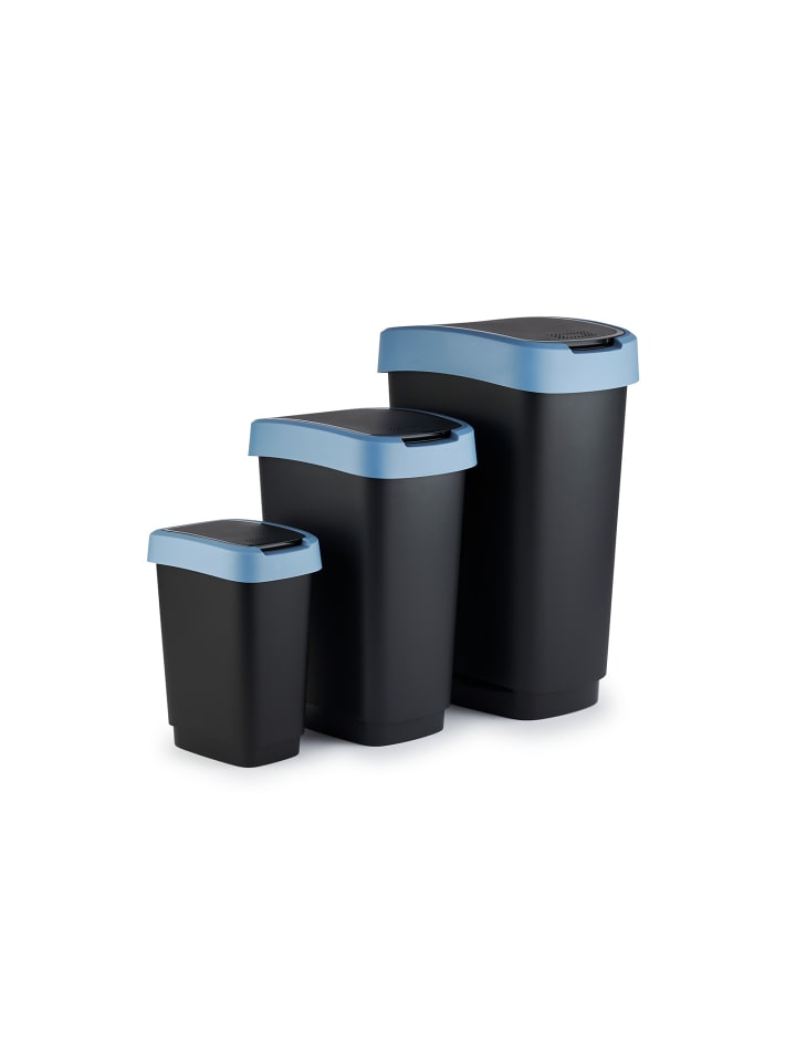 Rotho Twist Mülleimer mit Deckel 25l, Kunststoff (PP)  in Horizon blau günstig kaufen onesize
