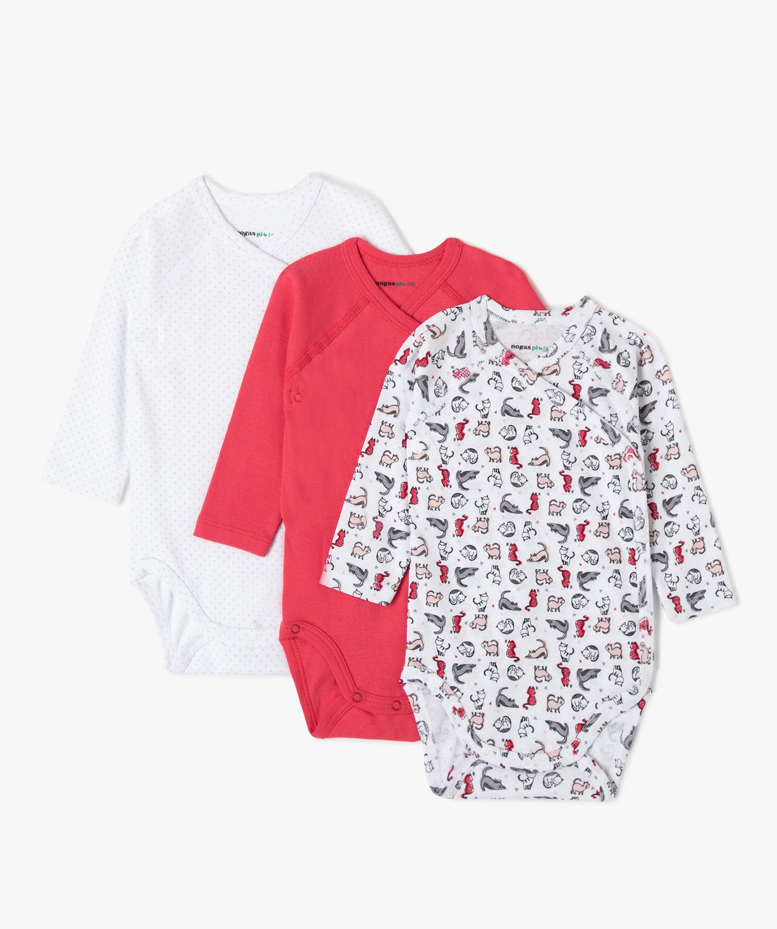 Bodies bébé à manches longues fermeture croisée (lot de ... rose | GEMO