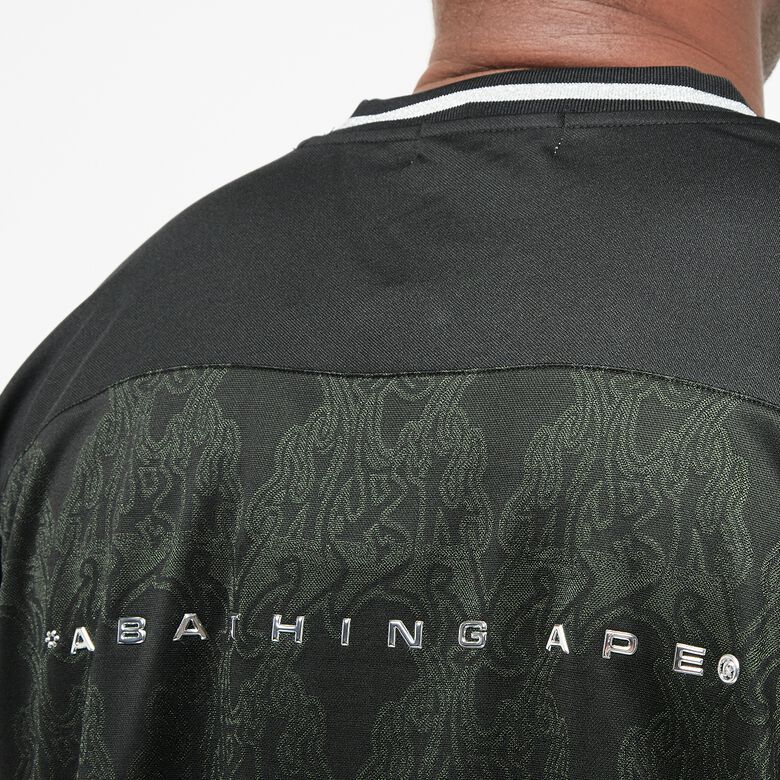 A Bathing Ape Flame Football Jersey M black