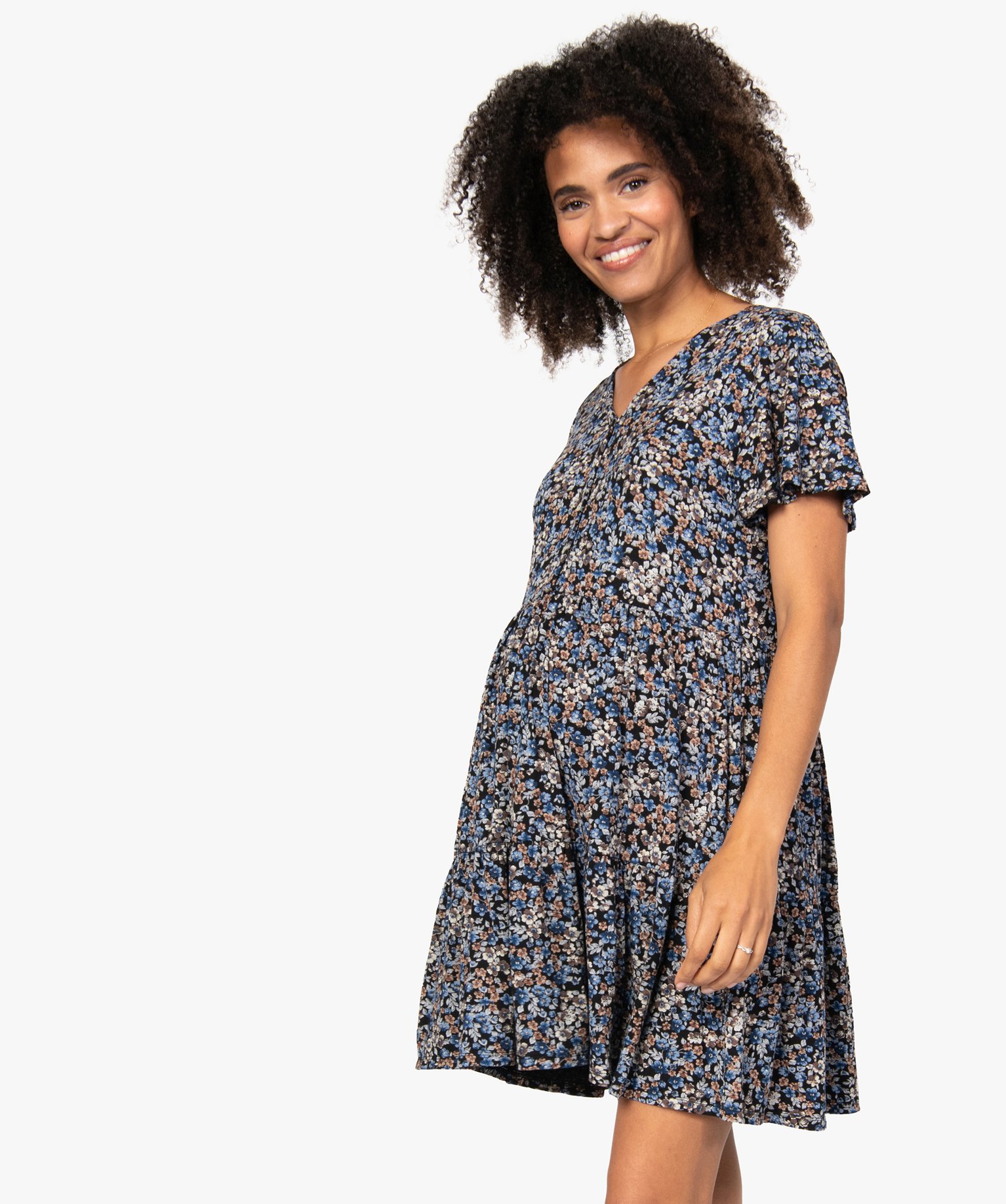 Robe de grossesse et allaitement ample à motif fleuri imprime | GEMO