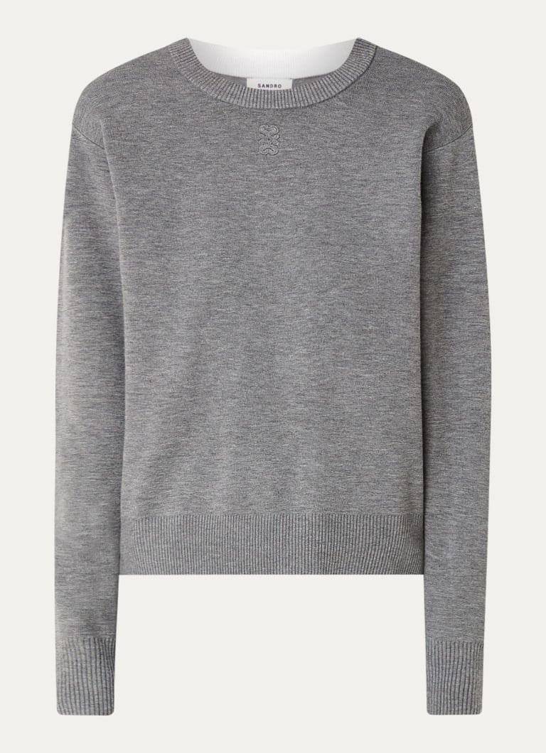 Pulover Sandro tricotat fin cu logo brodat