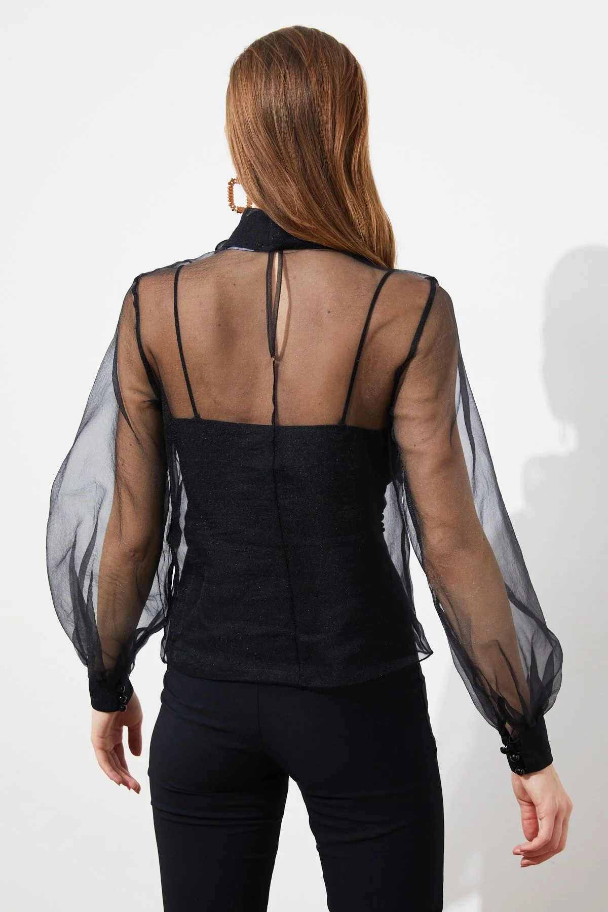 Trendyol Collection  Schwarze transparente Tüllbluse TPRSS20EL1182