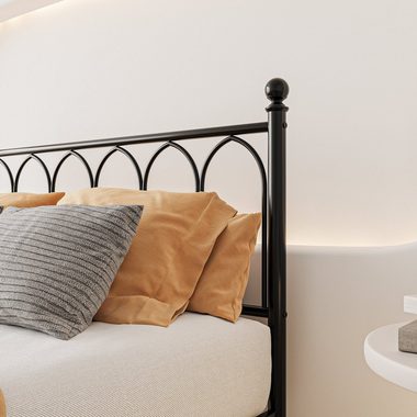 OKWISH Metallbett Einzelbett Jugendzimmer mit Lattenrost ohne Martatze, 120x200cm