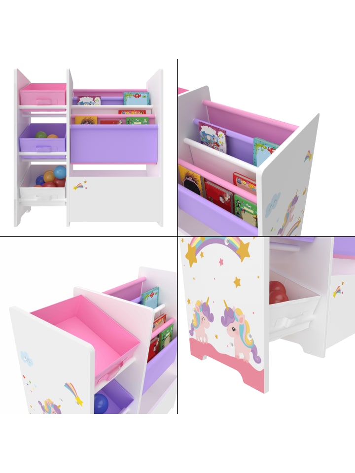 en.casa Kinderregal Vimianzo in Lila Rosa (H)60cm (B)65cm (T)30cm günstig kaufen onesize
