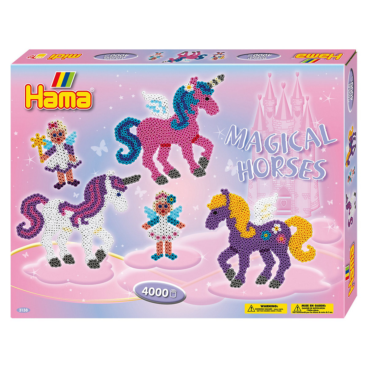 HAMA 3138 Geschenkset Zauberhafte Pferde, 4.000 midi-Perlen & Zubehör