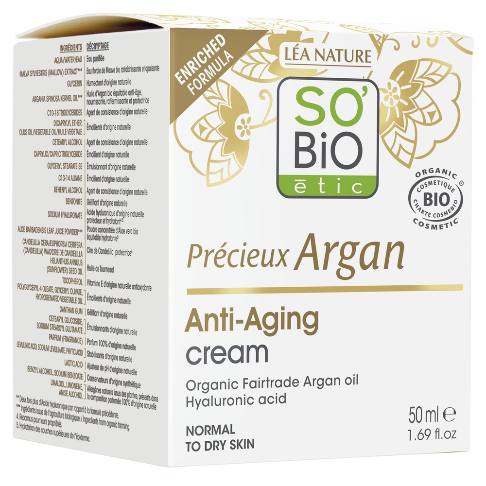 LÉA NATURE SO BiO étic Crème Anti-Âge jour, Précieux Argan Crème visage