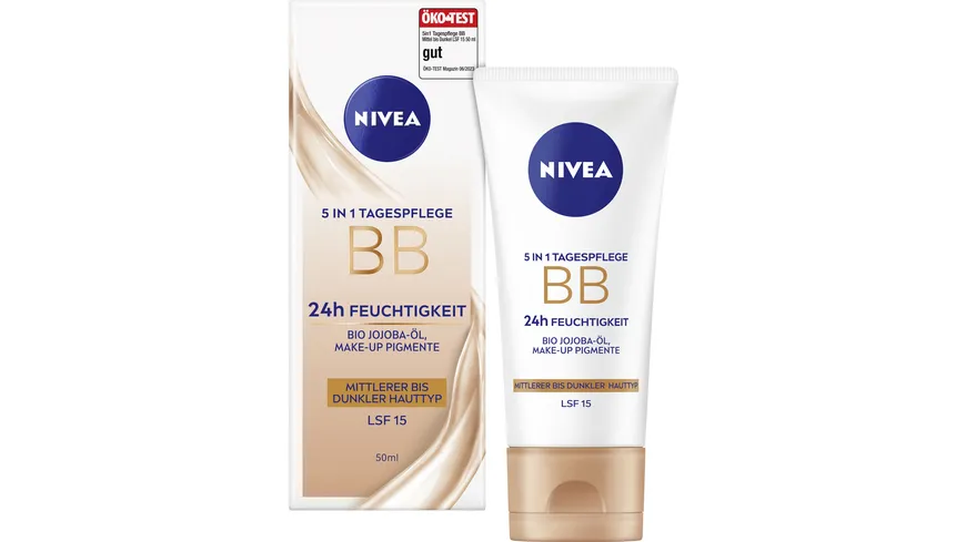 NIVEA 5in1 BB Tagespflege 24h Feuchtigkeit Mittlerer bis Dunkler Hauttyp LSF 15 50 ml