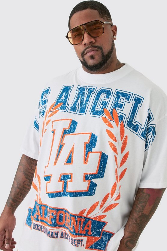 Plus weißes T-Shirt mit Los Angeles Print