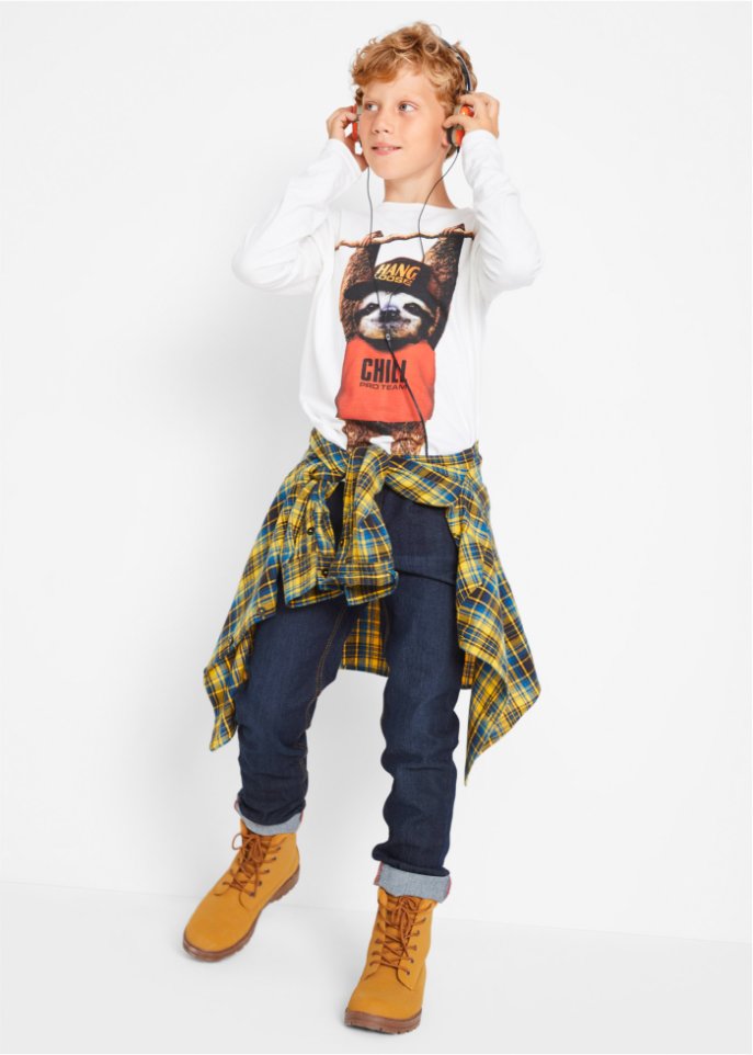 Jungen Langarmshirt mit Tiermotiv aus Bio-Baumwolle