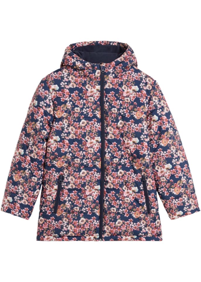 Mädchen Winterjacke mit Blumendruck, wasserabweisend und winddicht