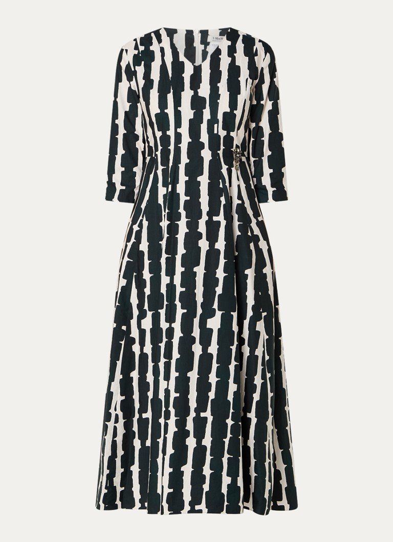 MaxMara Evelin midi dress with print and rhinestone decoration