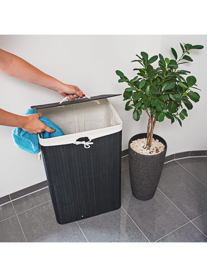 relaxdays Wäschekorb in Schwarz - (B)43,5 x (H)65,5 x (T)33,5 cm günstig kaufen onesize
