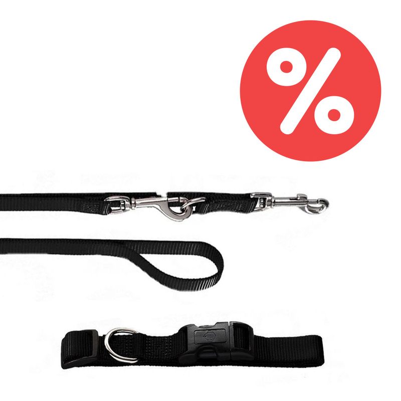 Sparset HUNTER Hundeleine + Halsband Ecco Sport, schwarz | bitiba