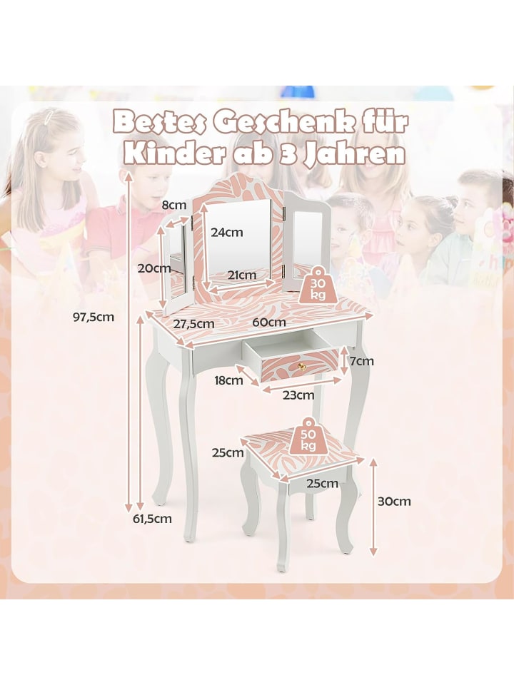 COSTWAY 2 in 1 Schminktisch in Weiß günstig kaufen 97 cm