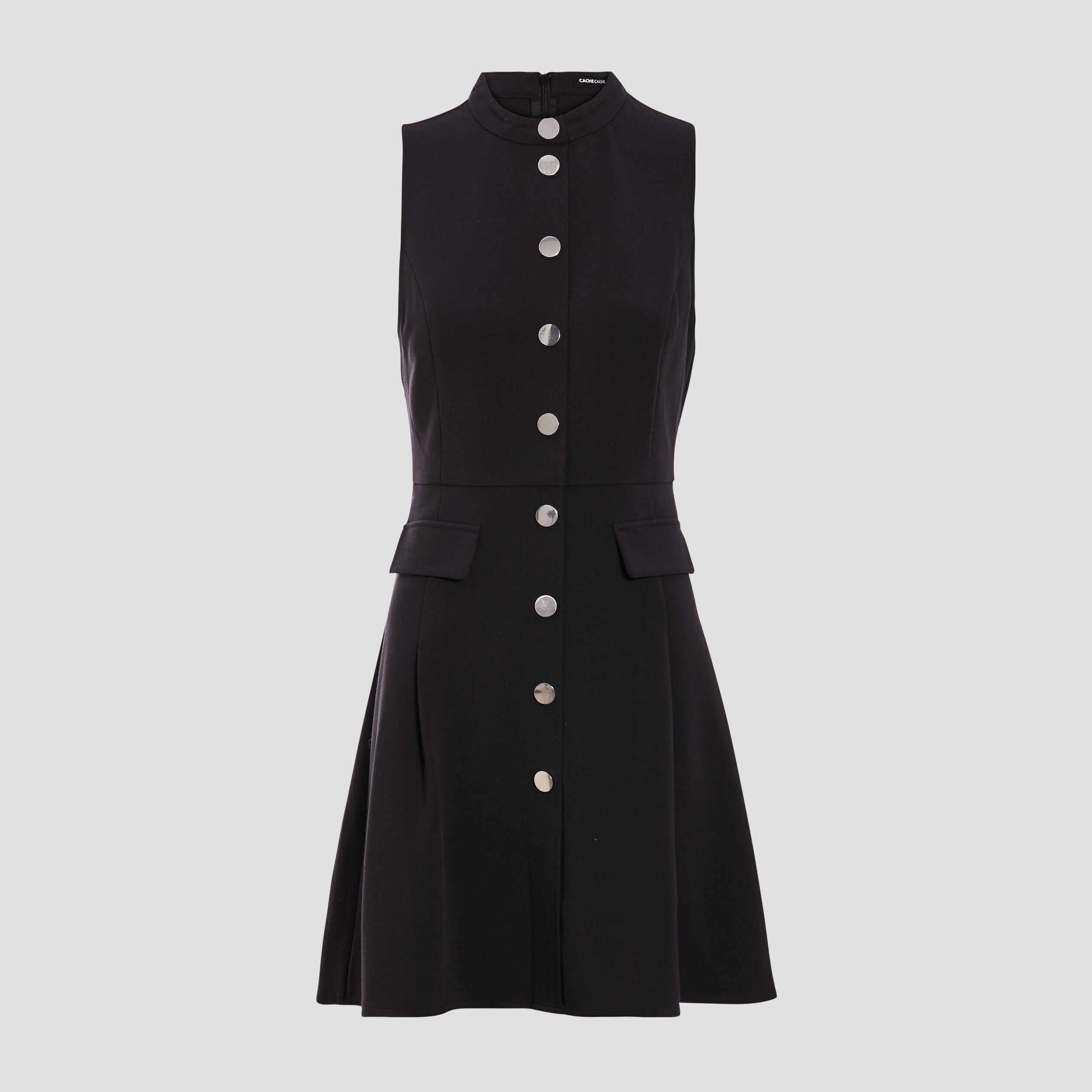 Robe évasée boutonnée noir femme | Cache Cache