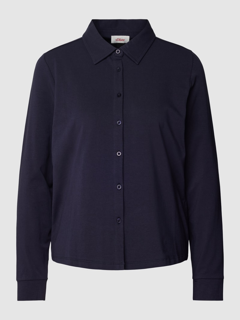 Hemdbluse mit Allover-Muster in marineblau
