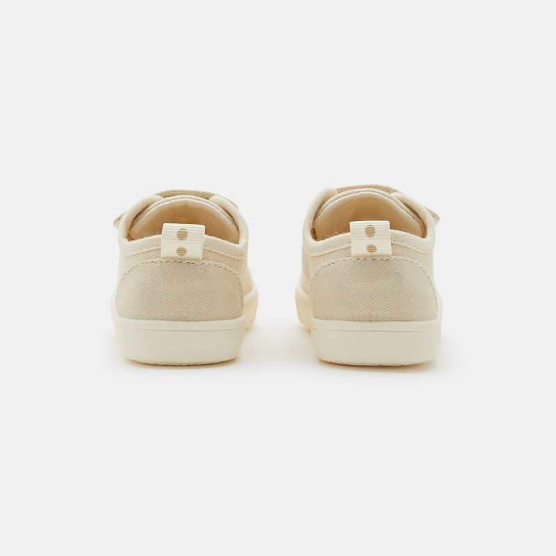 Tennis en toile irisée à scratch beige bébé fille