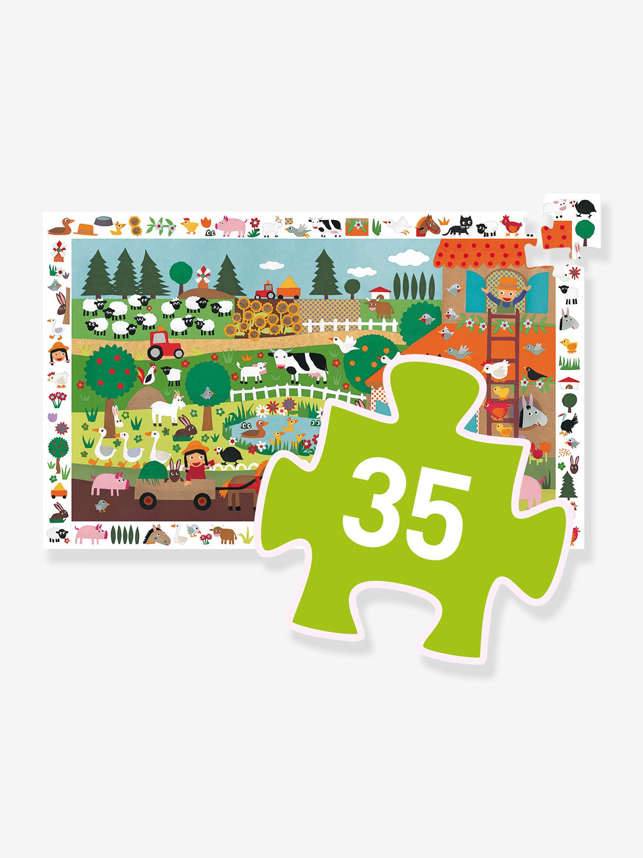 Djeco Entdeckerpuzzle DER BAUERNHOF DJECO, 35 Teile - mehrfarbig