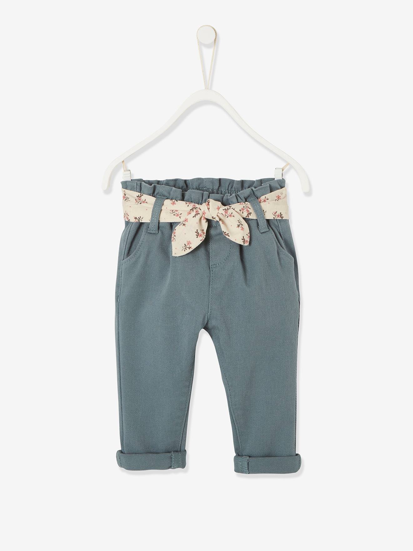 Vertbaudet Baby Hose mit Stoffgürtel - braun