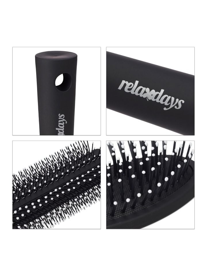 relaxdays 4x Haarbürste in Schwarz/Weiß günstig kaufen onesize