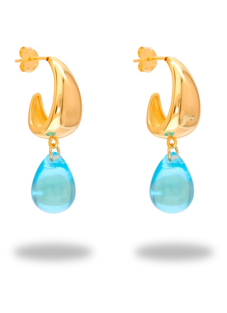 Orecchini a lobo Annele Aqua Drop placcati oro