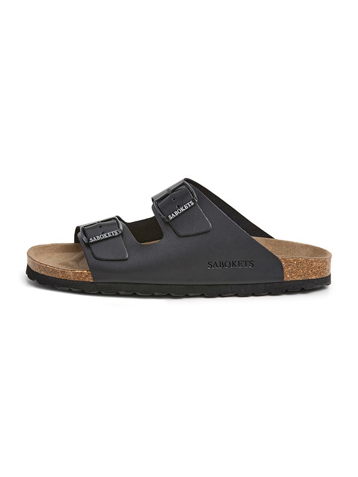 SABOKETS Leder-Pantoletten in Schwarz günstig kaufen