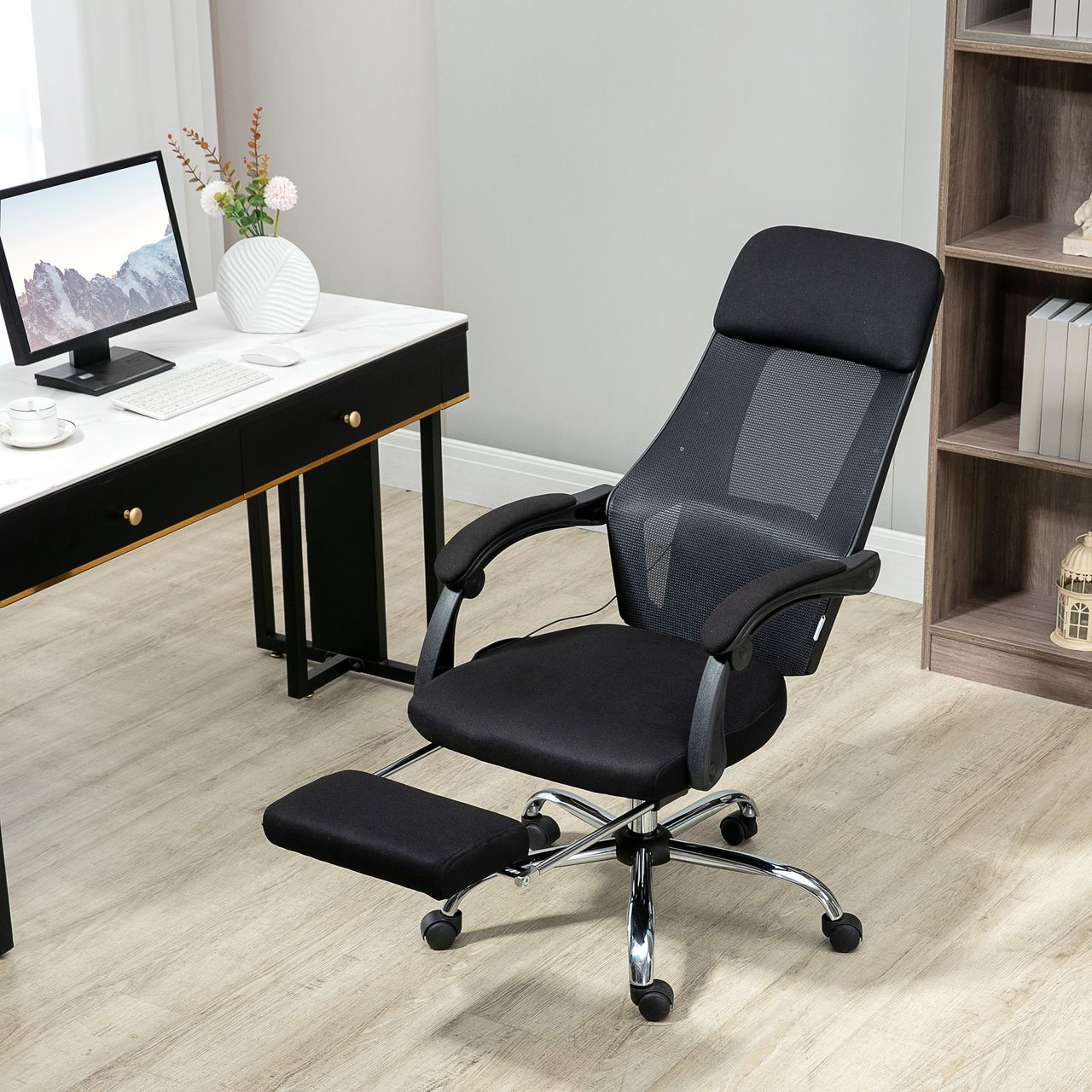 Vinsetto Bürostuhl mit Massagefunktion, Massagestuhl mit Liegefunktion, Mesh