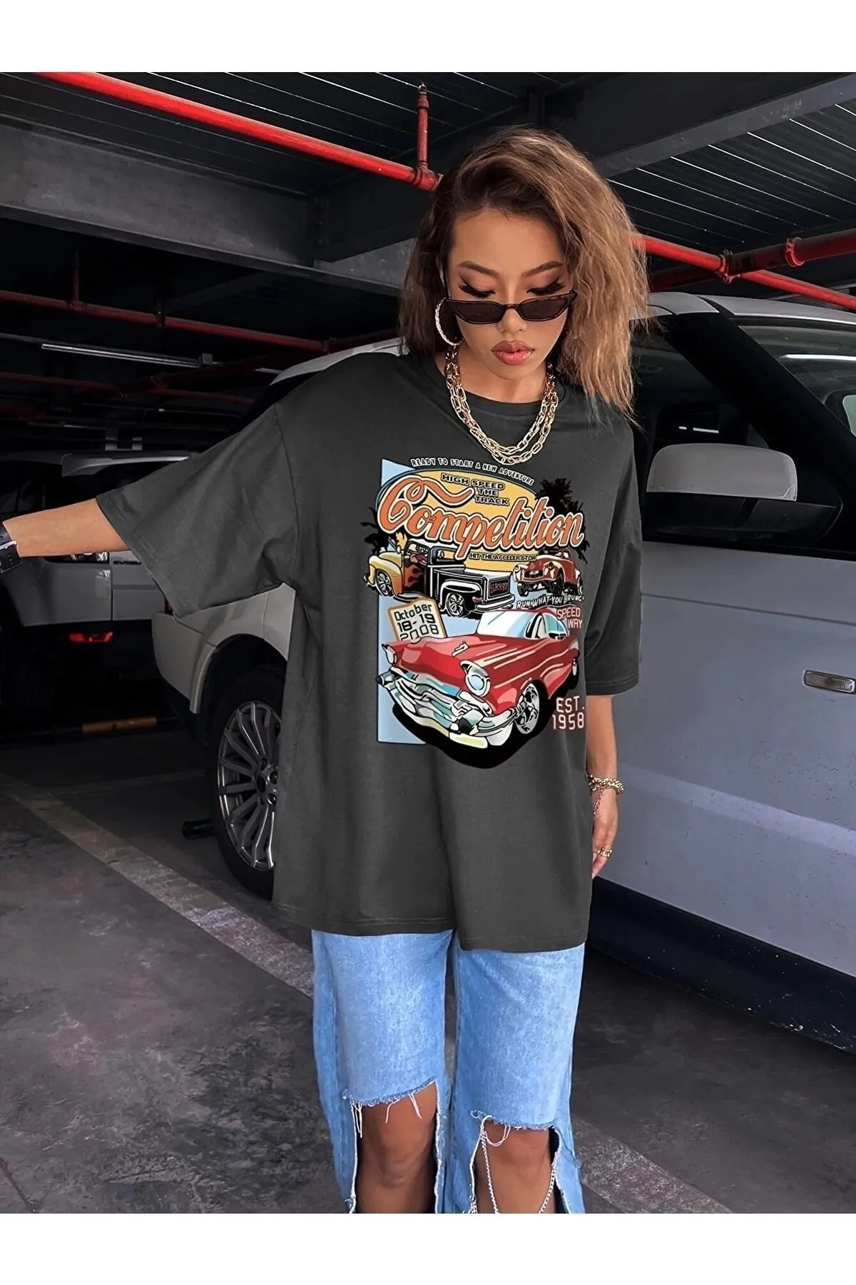 Know  Damen-T-Shirt „Smoke Compeltition“ in Übergröße mit Aufdruck